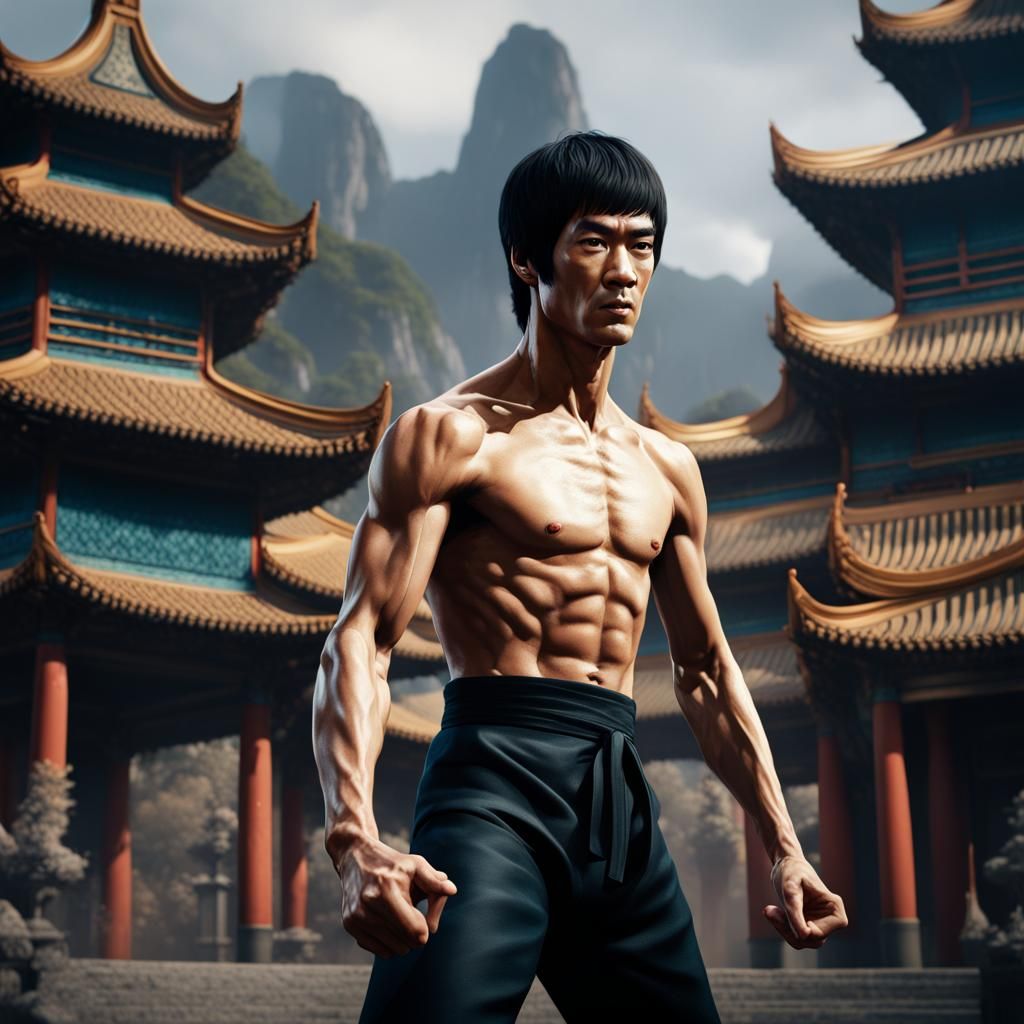 Detailed Matte Painting of Bruce Lee in 8K