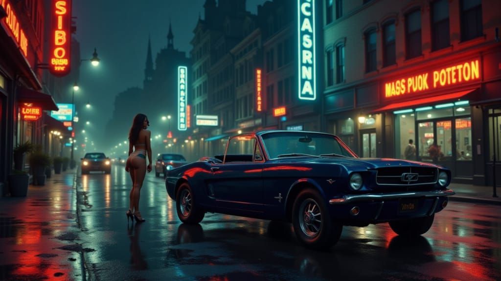 1965 Ford Mustang on Noir City Street