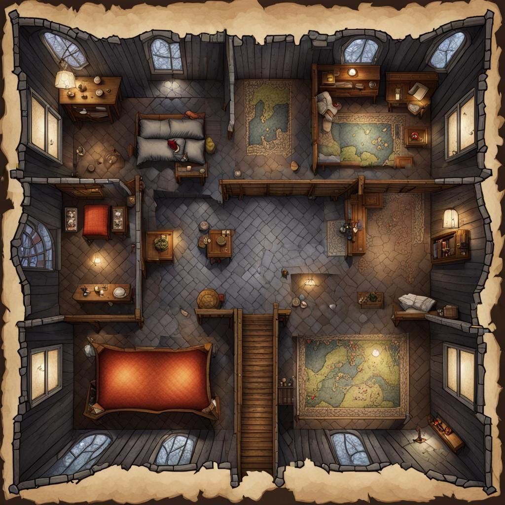 Gothic Bedroom Battlemap for Dungeons and Dragons