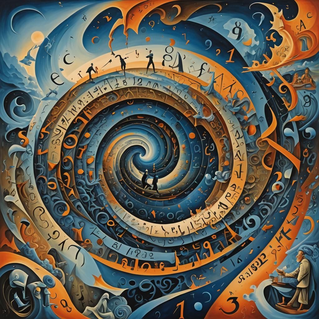 Chaotic Dreamscape: Surrealist Alphabetic Swirl