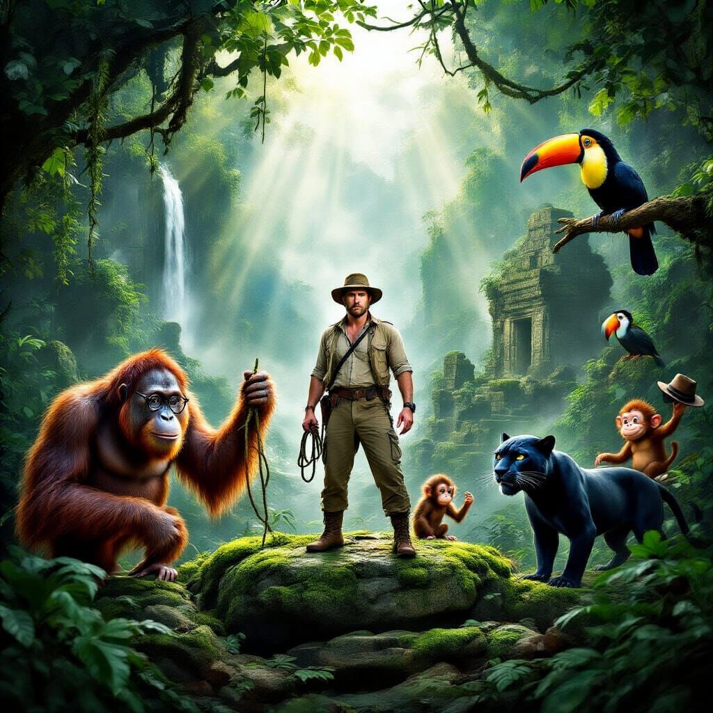 Emerald Wild Jungle Scene in Cinematic Style