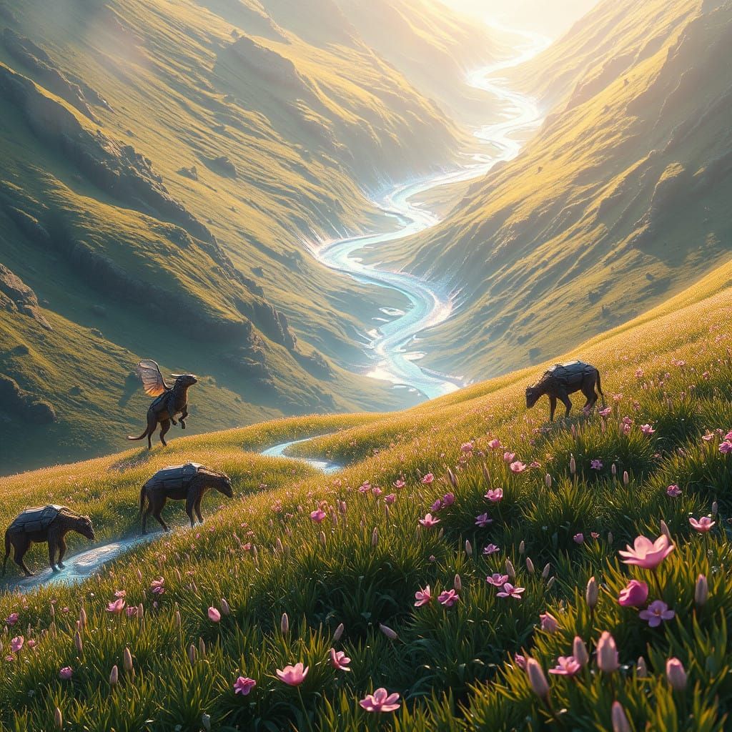 Ethereal River of Light Defies Gravity in Vibrant Dreamworld