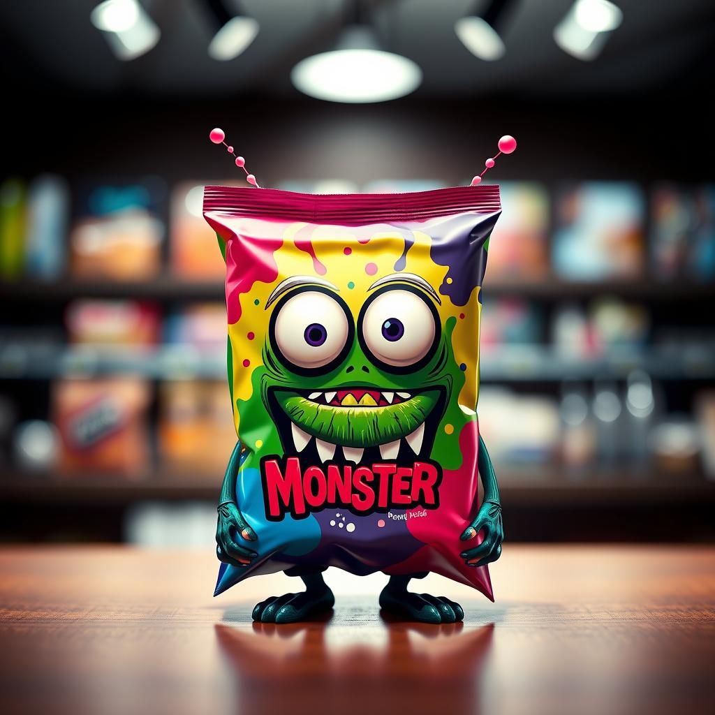 Monster Bag Food Packaging in Pop Art Style