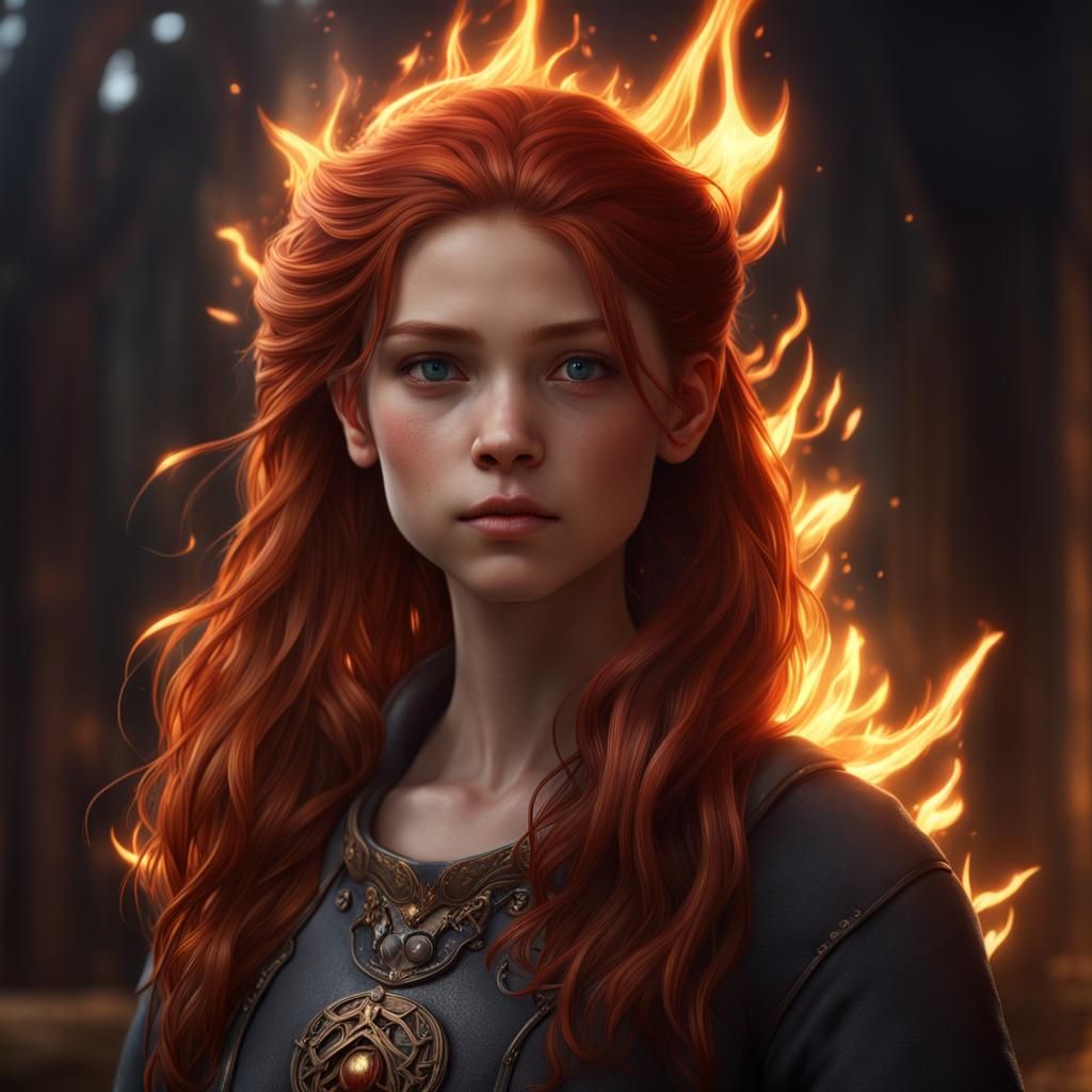 Auburn Beauty: Dark Fantasy Portrait in 8K