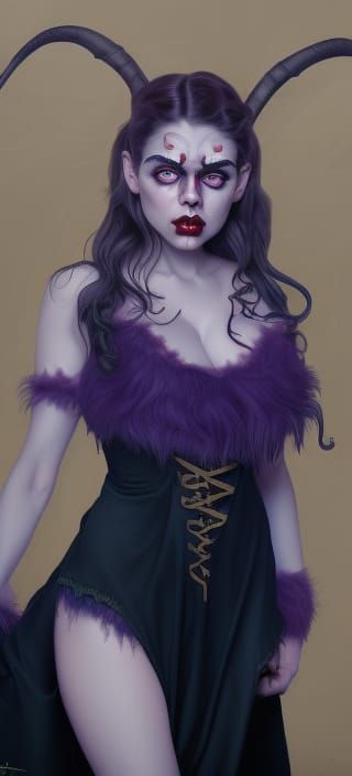 Beautiful Krampus Woman in Detailed Digital Art