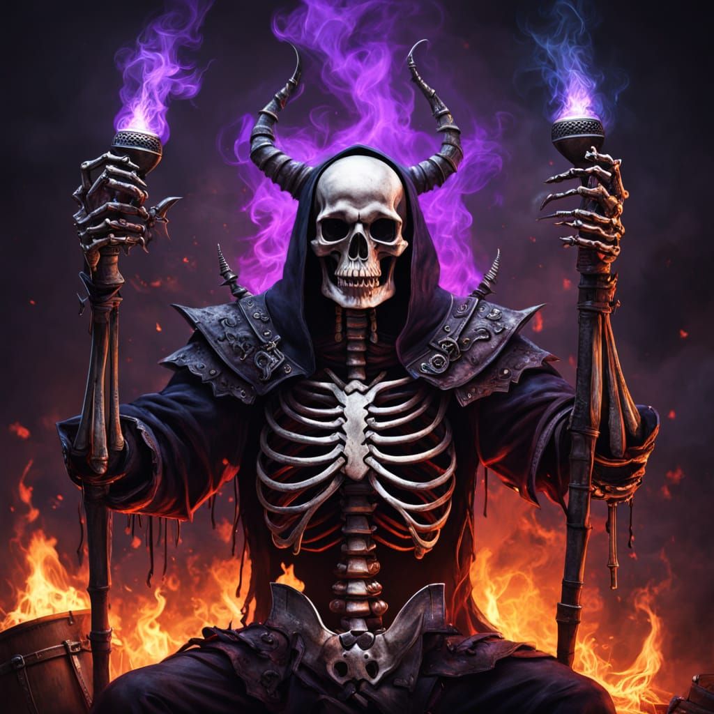 Gothic Metal Band Plays Fiery Concert in Dark Fantasy Art