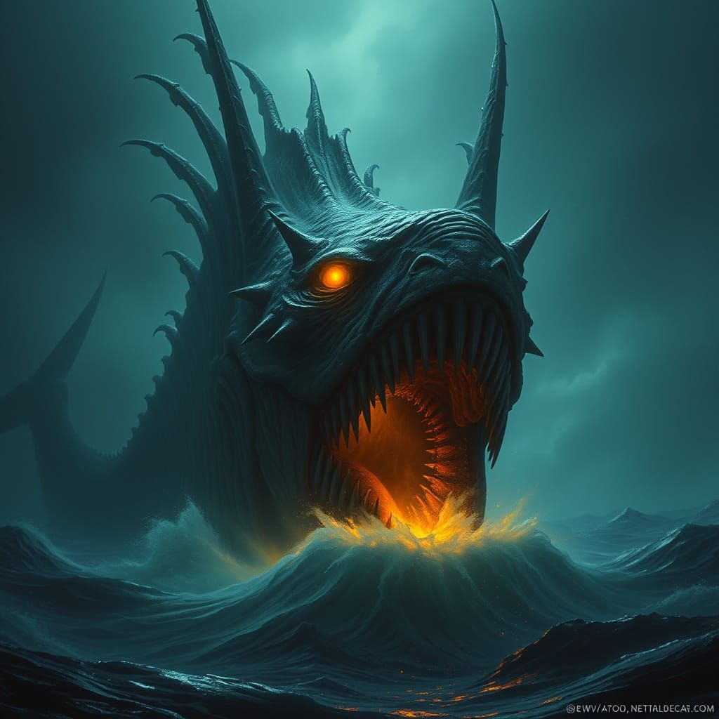 Colossal Leviathan Rises in Lovecraftian Horror Style