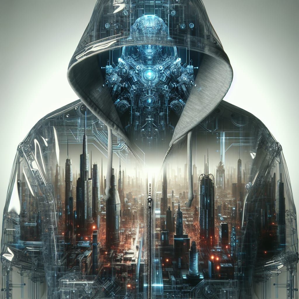 A double exposure creation Inside an Cyberpunk sci-fi inspir...