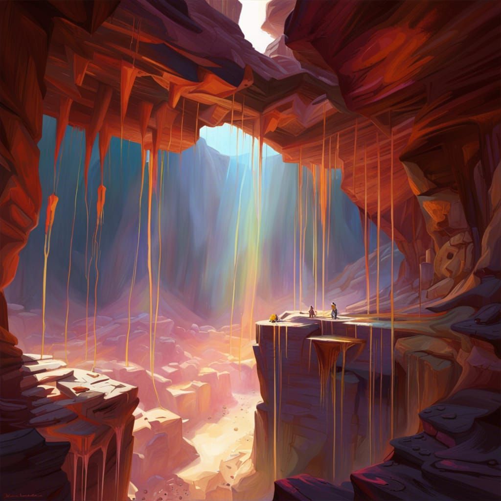 Desert Canyon Sunrise in Graffiti Art Style