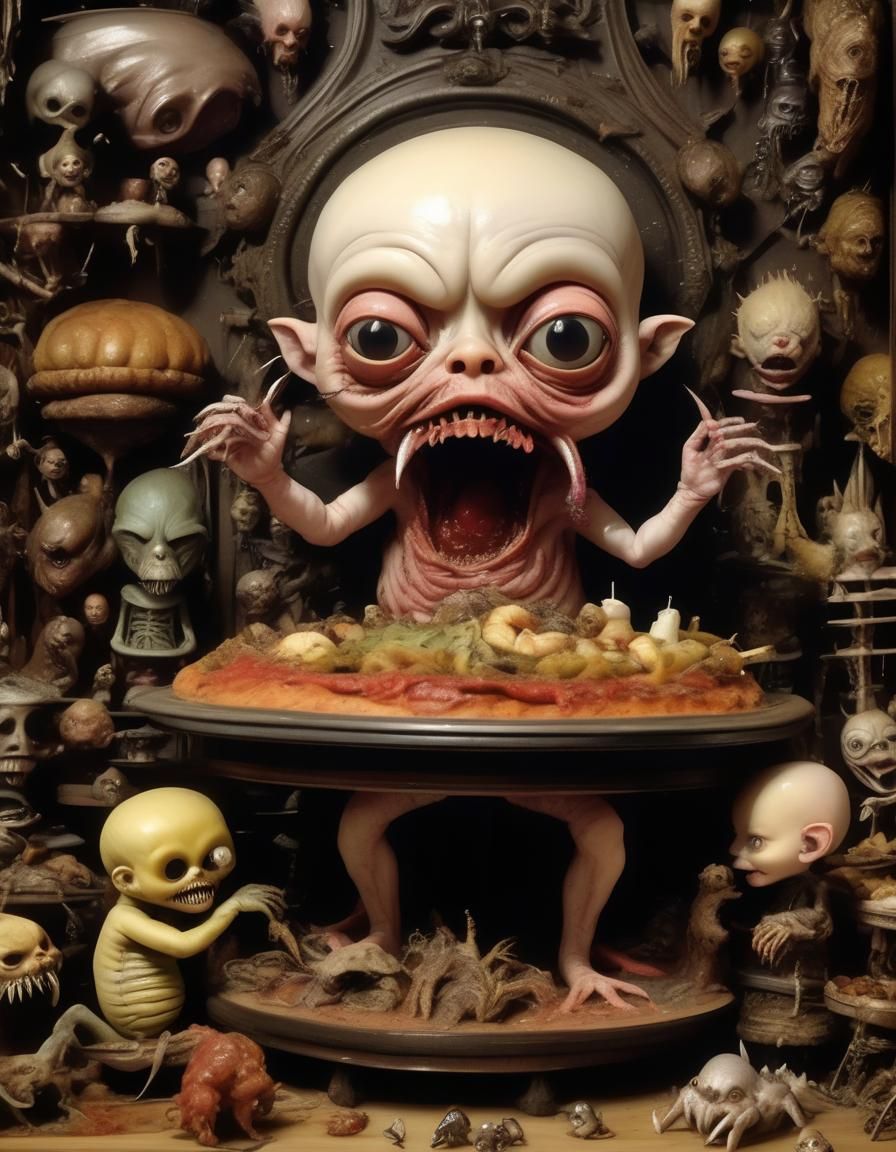 Adorable Chibi Monster in Post-Apocalyptic Wonderland