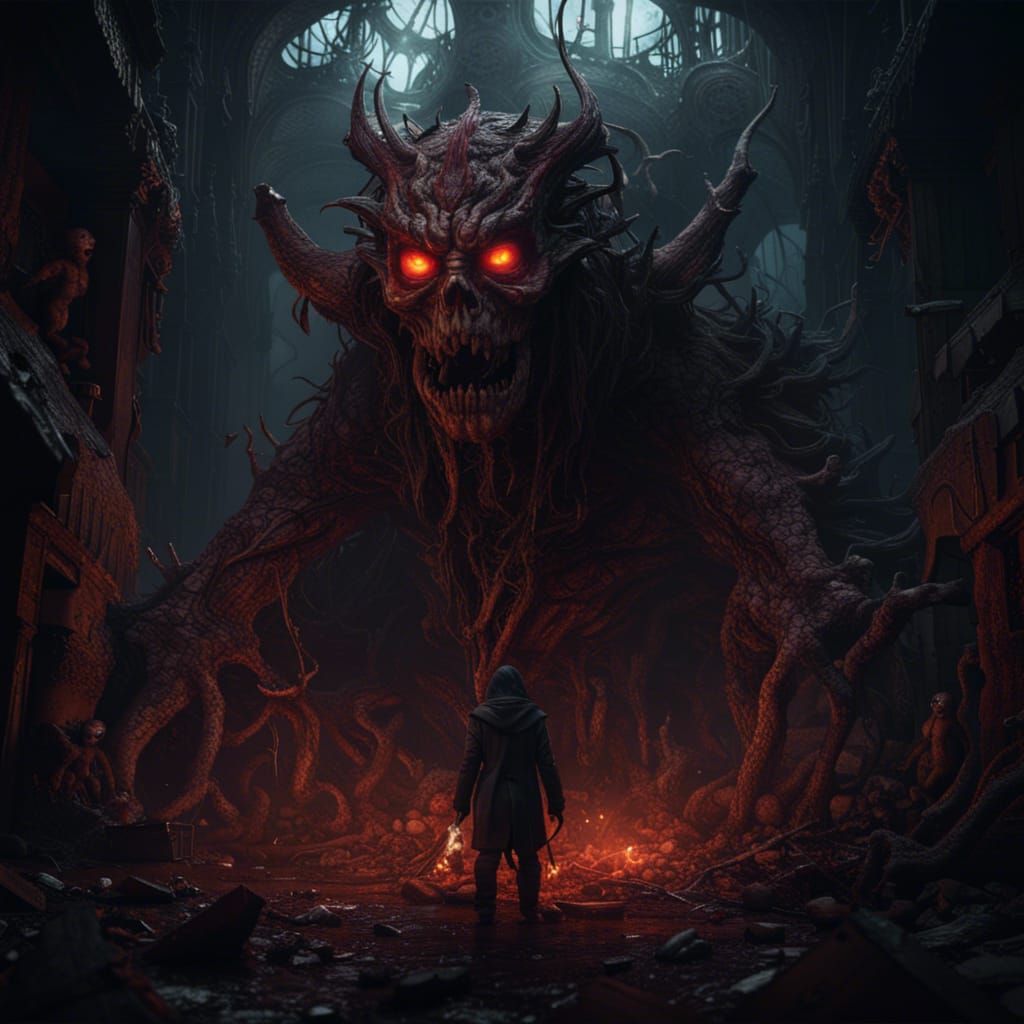 Scary Daemon: Detailed Matte Painting in Deep Color