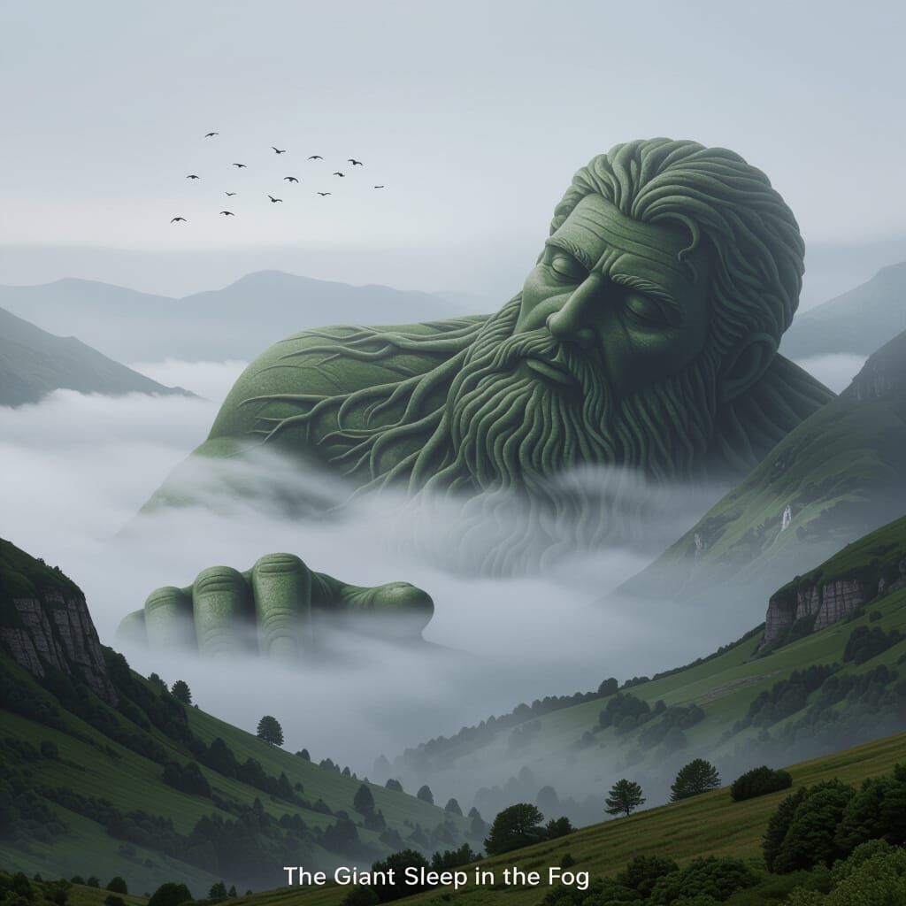 Sleeping Giant Revealed in Ethereal Misty Valley