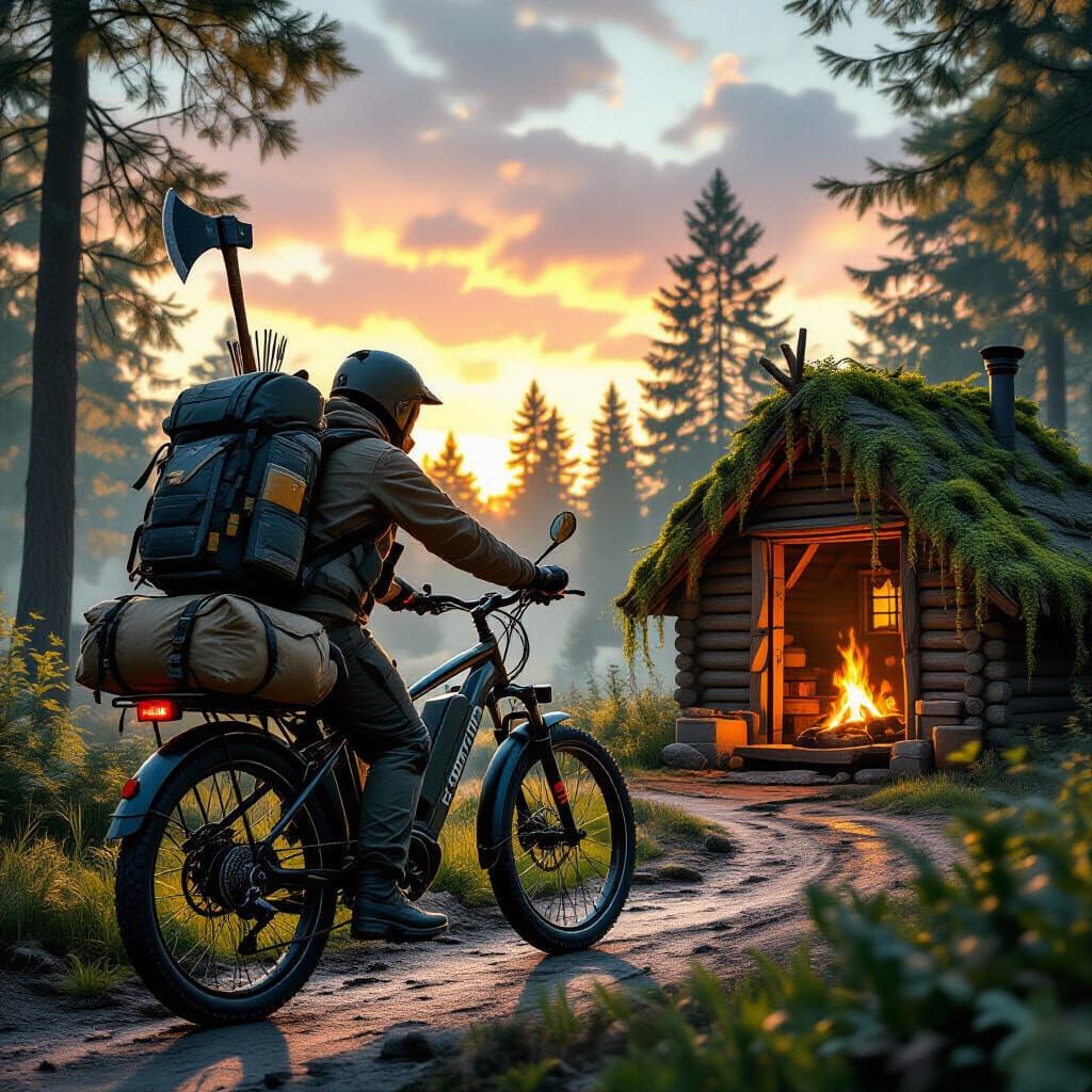 Prepper Escapes City on Gear-Loaded E-Bike to Forest Hideout