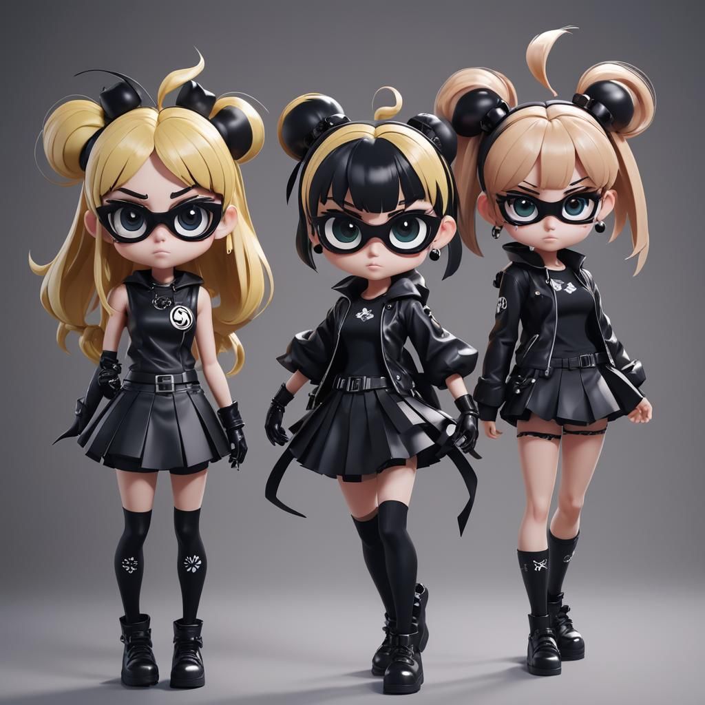 Gothic Powerpuff Girls in 3D Anime Art
