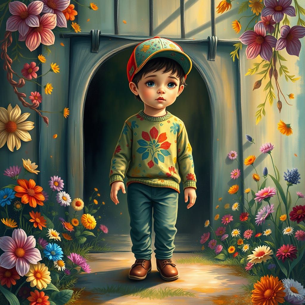 Whimsical Boy Emerges into Enchanted Realm