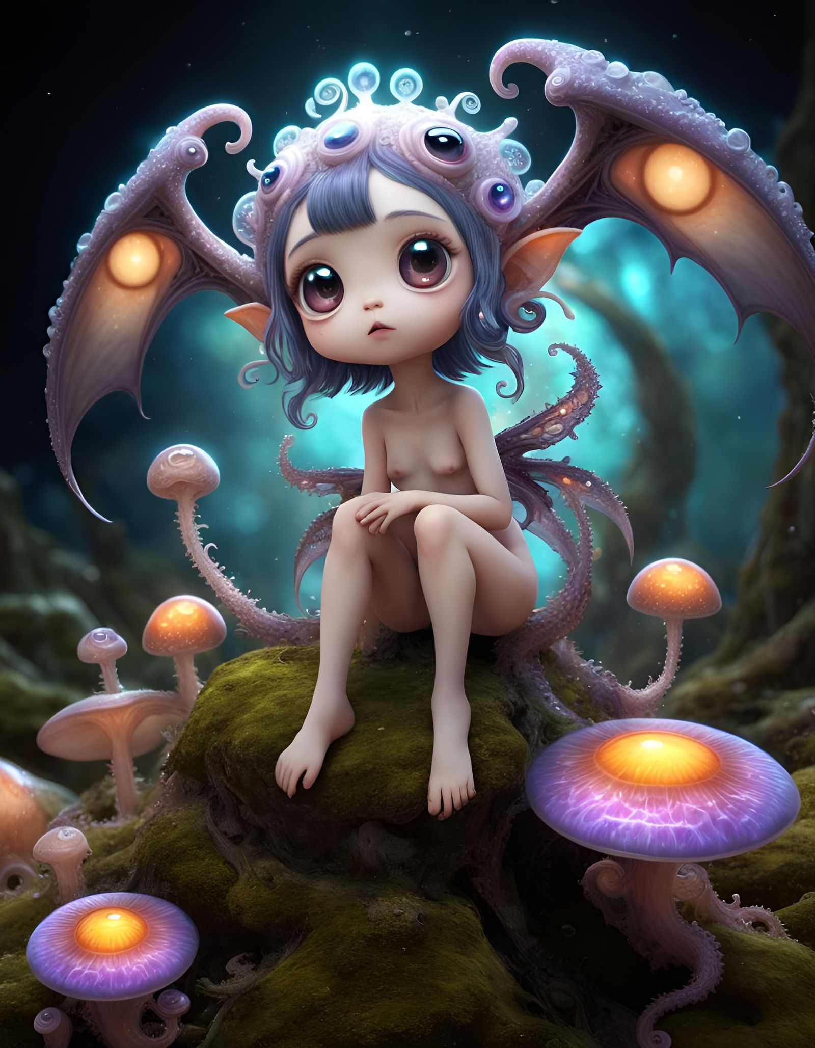 Eldritch Fairy Character in a Pop-Surrealist Style