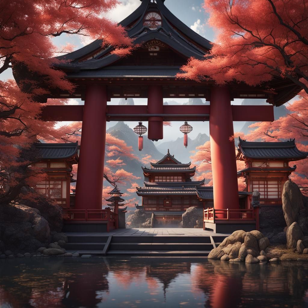 Detailed Japanese Crafts in Matte Painting Style