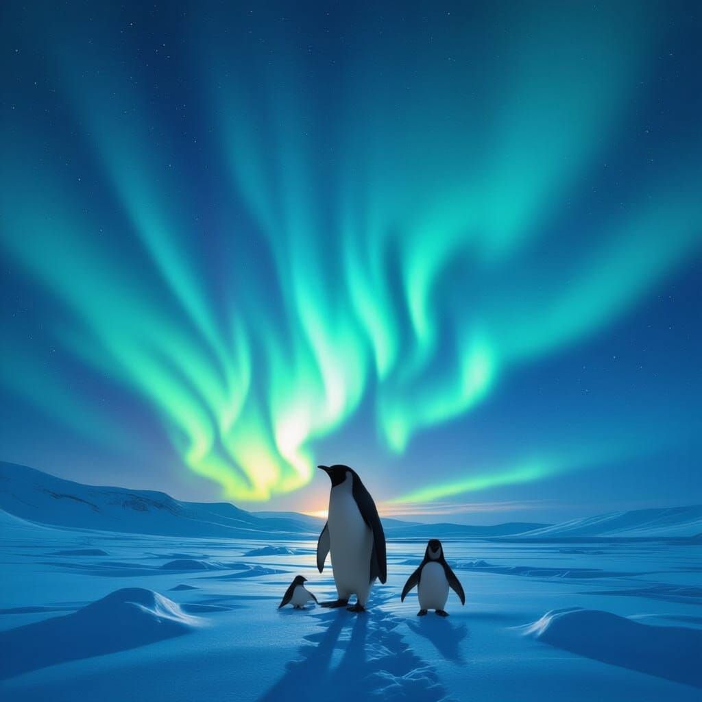 Aurora Borealis With Human Shadow