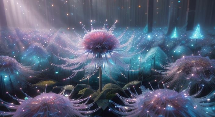 Magical Forest Dissolving into Aerogel Filaments