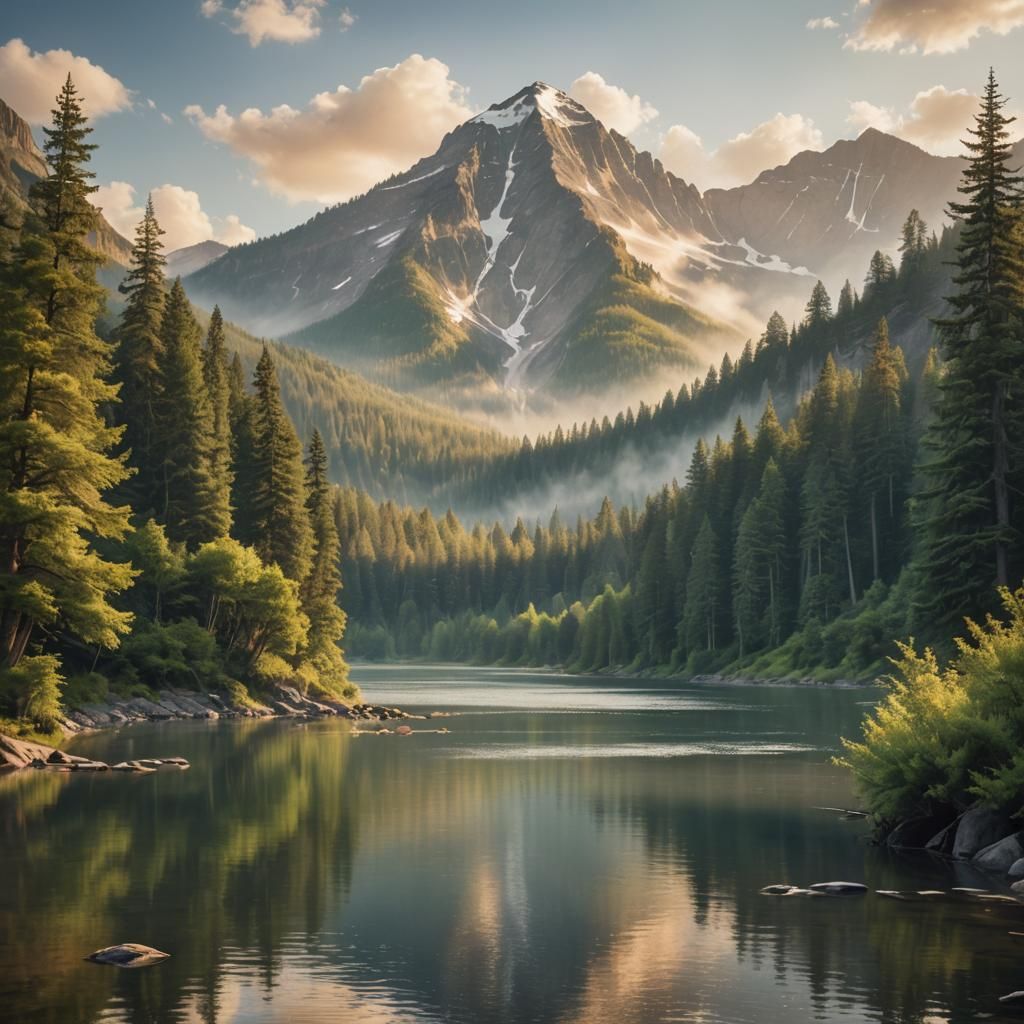 Majestic Mountain Landscape Photography in Style of Ansel Ad...