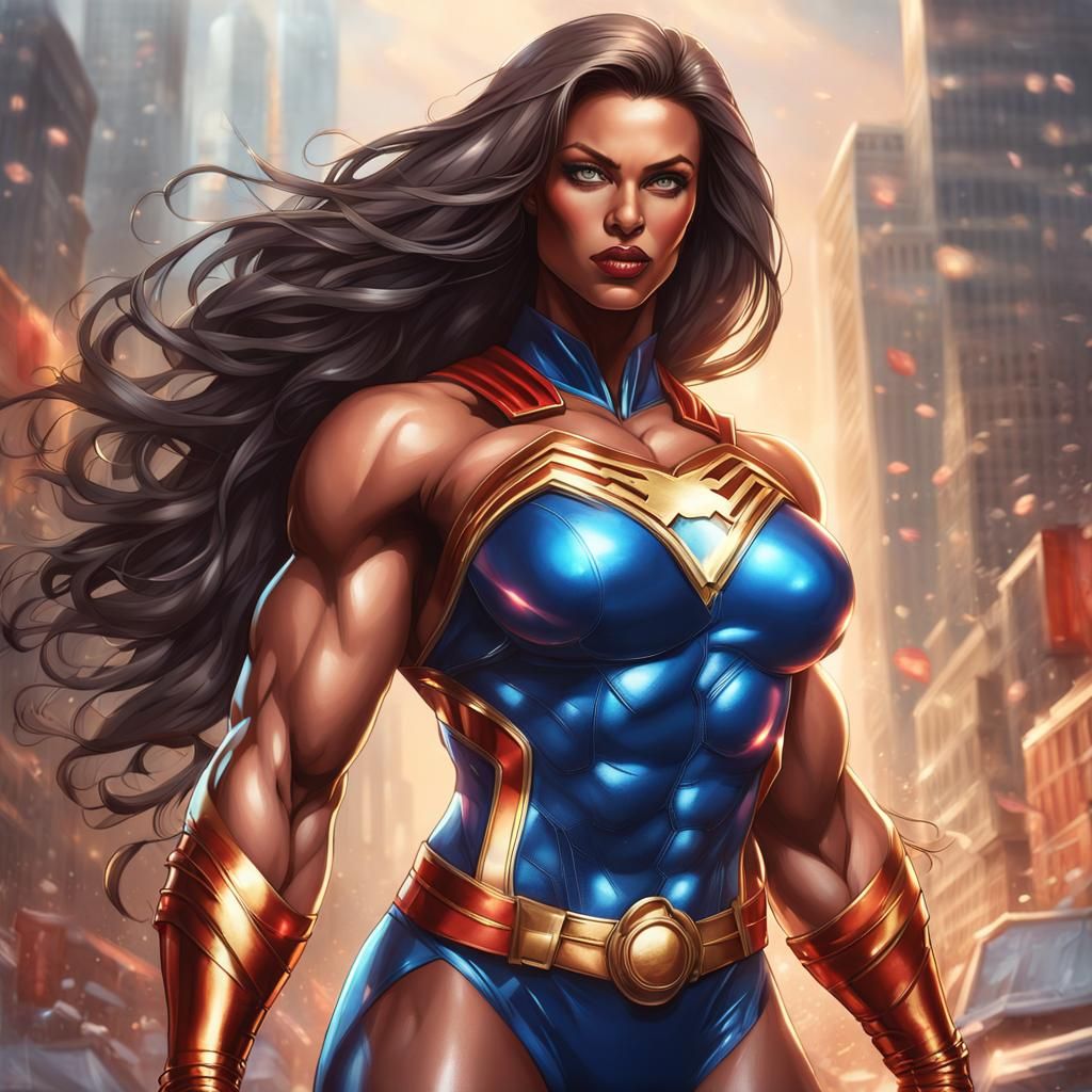 Hyperrealistic Superhero with Muscular Physique and Flowing ...