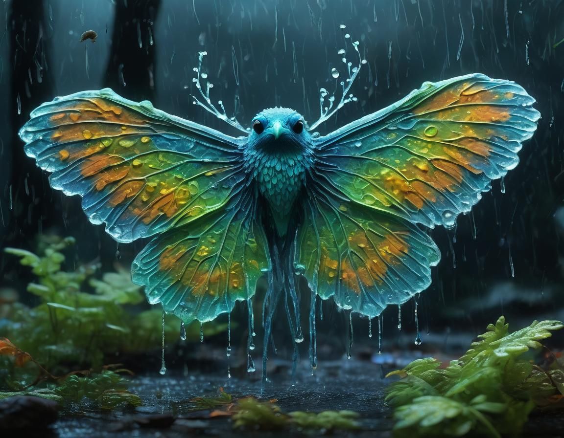 Bioluminescent Hybrid Creature in Fractoluminescence Paintin...