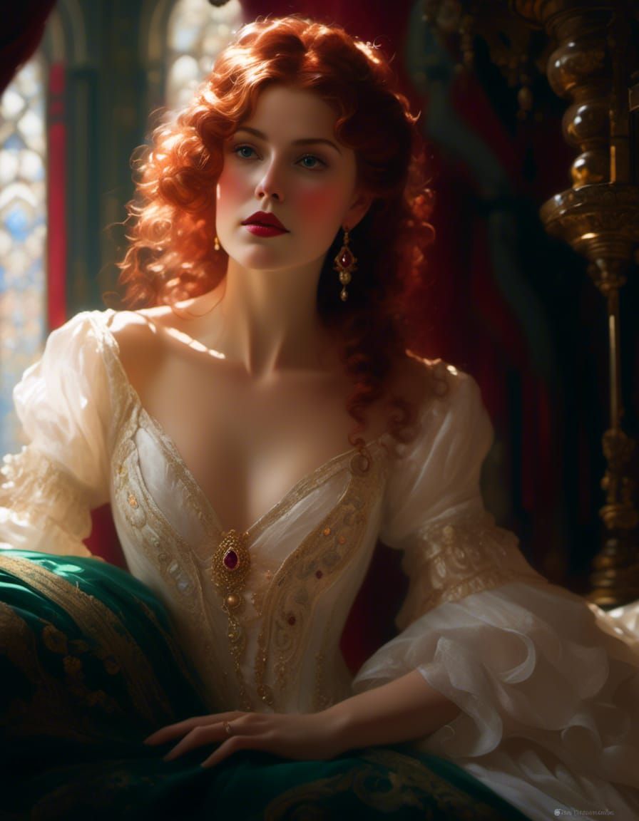 Gilded Age Lady Portrait in Hyperrealistic Style