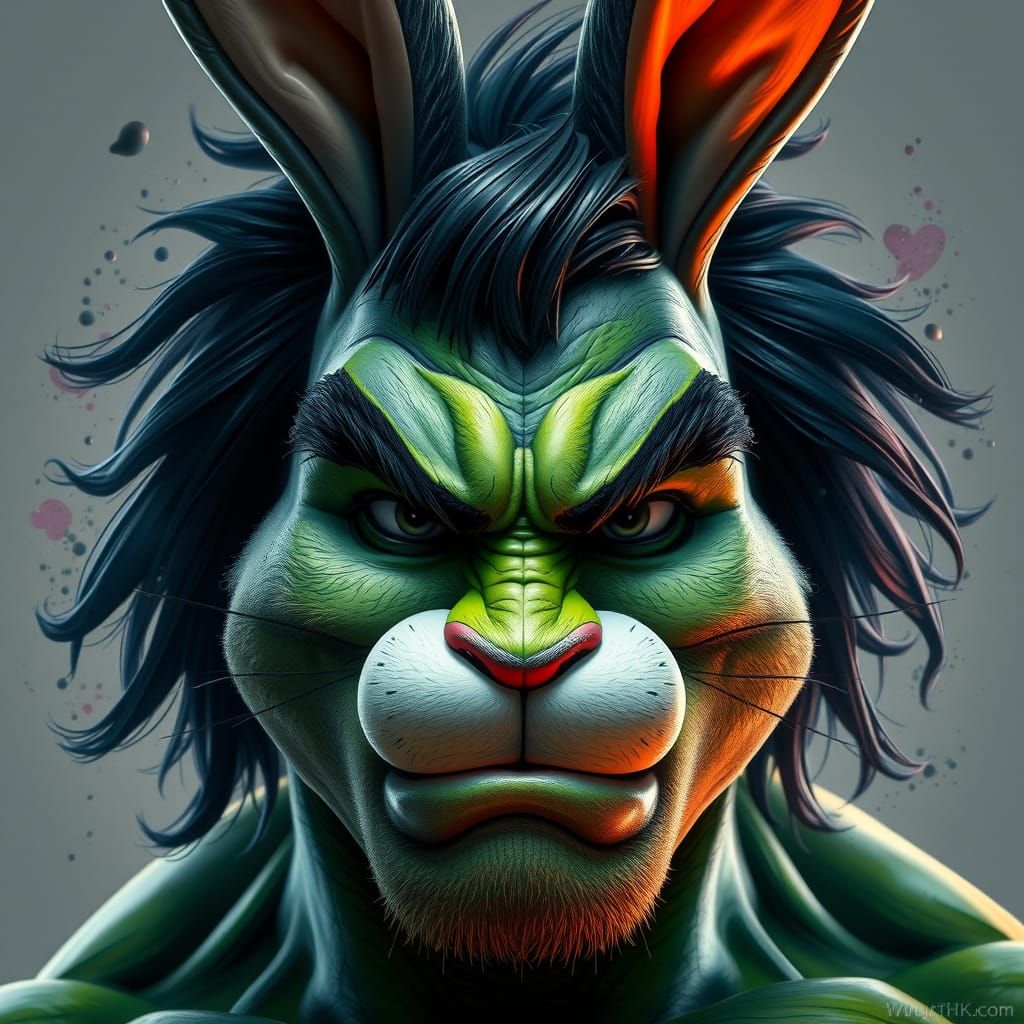 Surreal Merging of Cartoon Icon and Superhero in Hyperdetail...