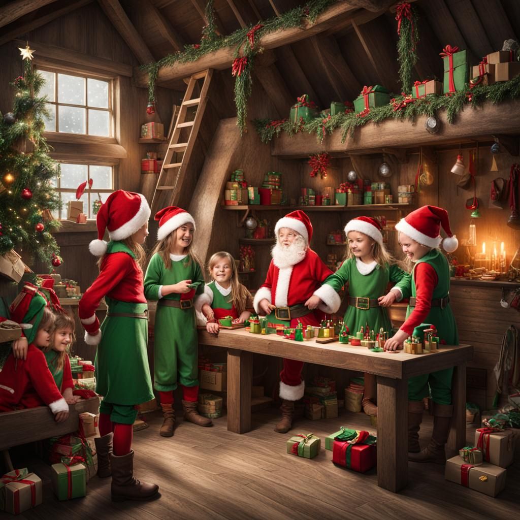 Santa's Elves Workshop: A Christmas Scene