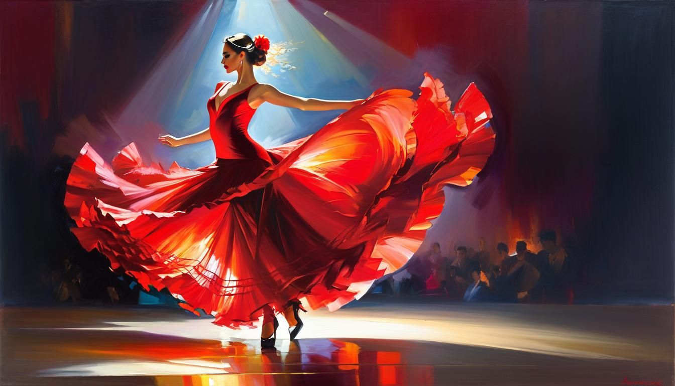 Flamenco Dancer in Red Dress