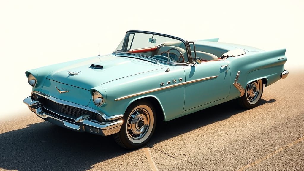 Vintage Convertible Car on Sunny Road