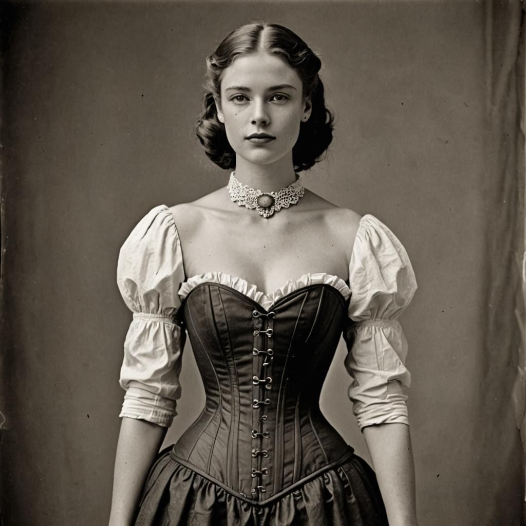 Young Supermodel in Tight-Laced Corset