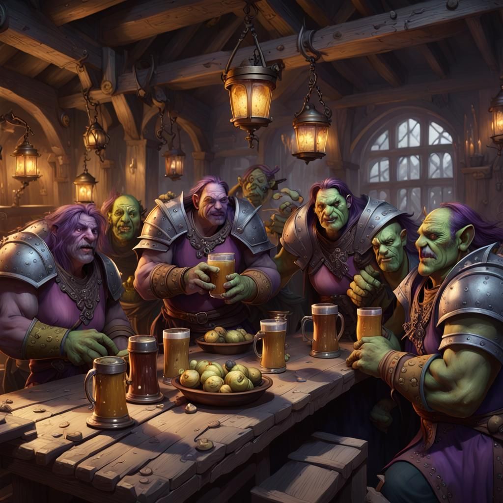 Orc Tavern Dark Fantasy Concept Art