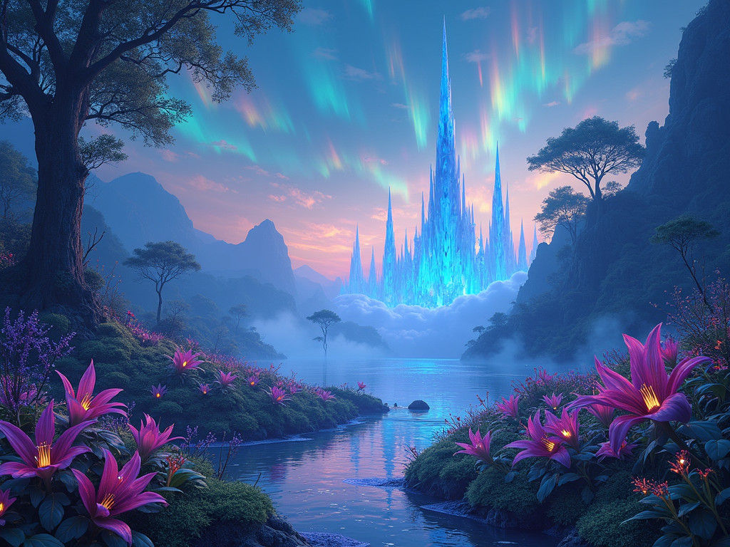 Ethereal Landscape of Mystical Realm as Matte Painting