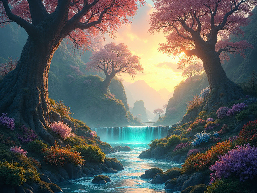 Dreamlike Mystical Realm of Hope in Matte Painting Style