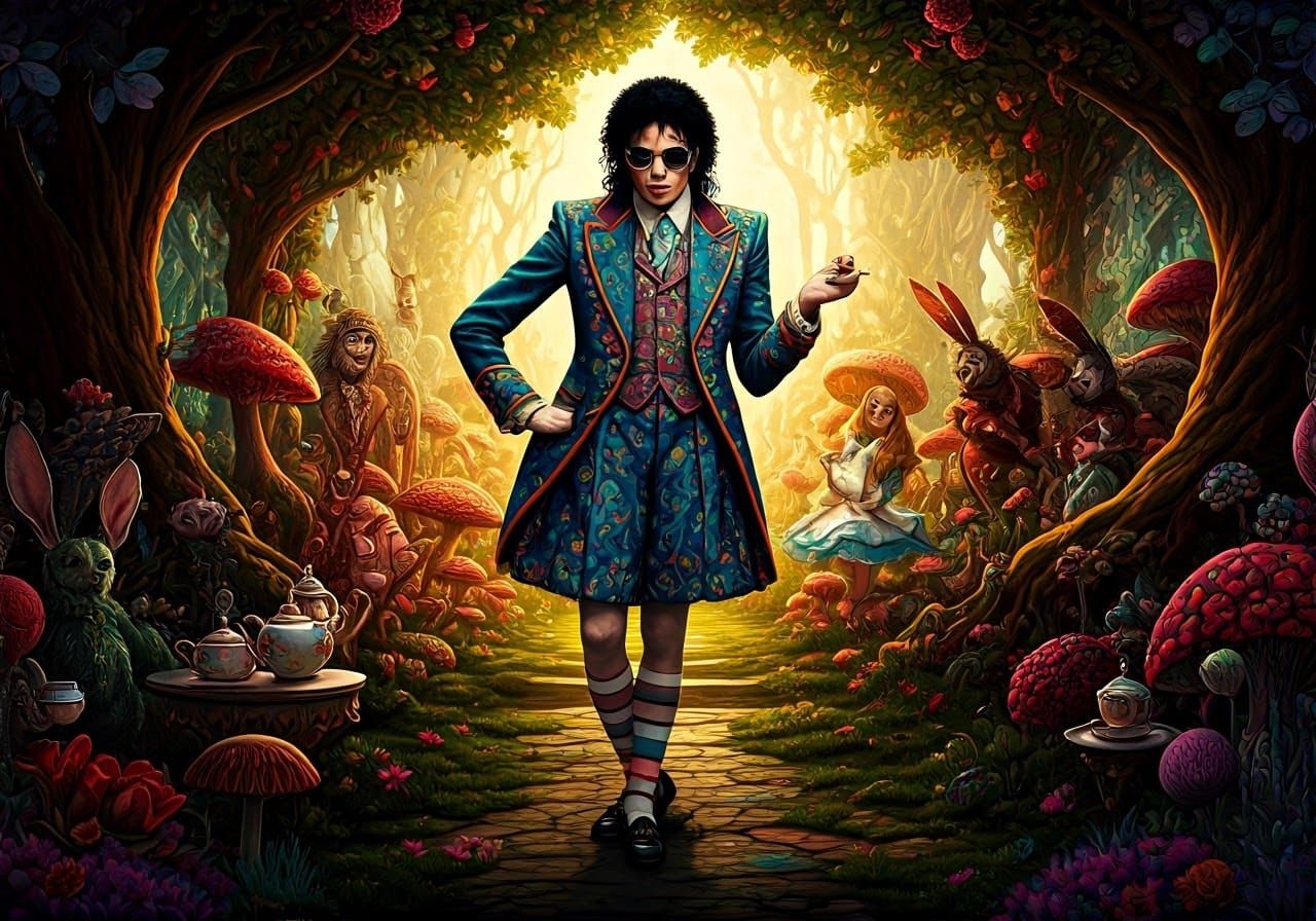 Michael Jackson in Whimsical Wonderland, A Vibrant Boogie-Te...
