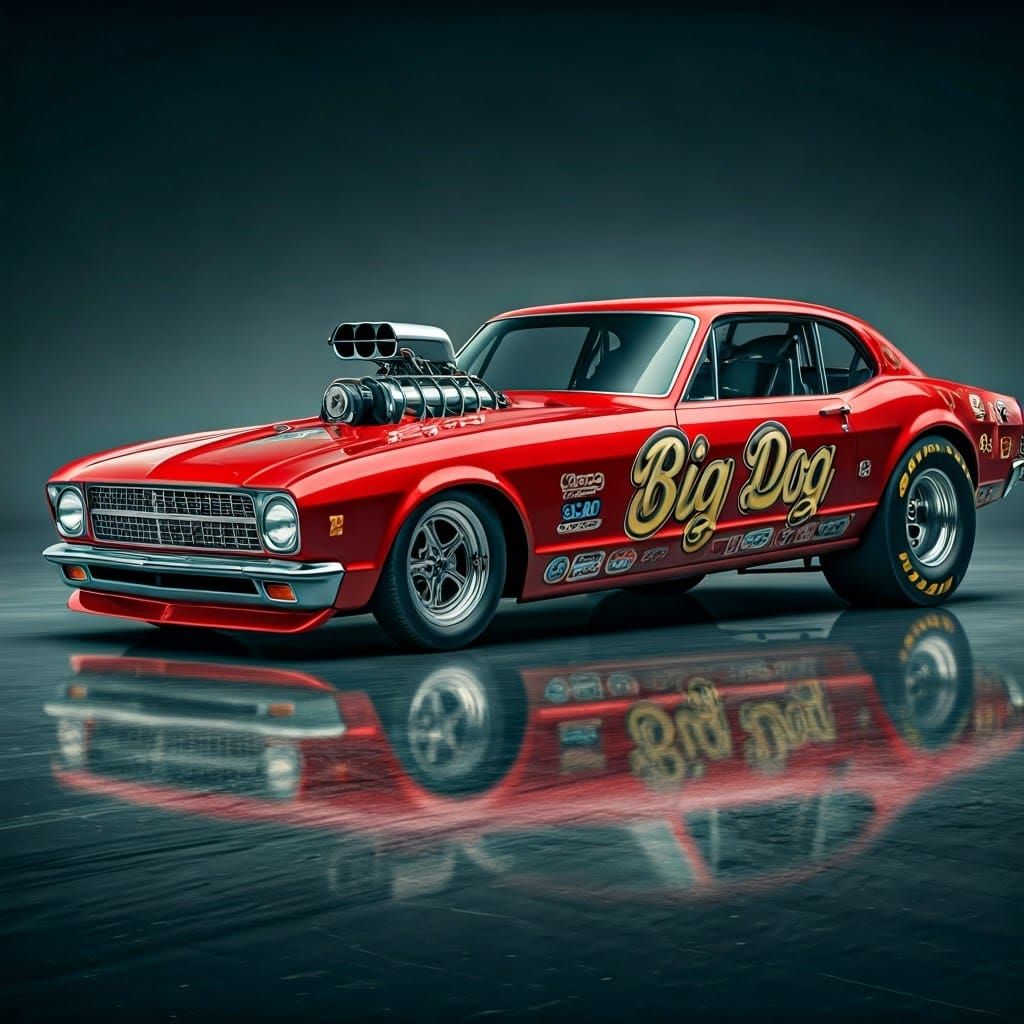 Vintage American Dragster with Classic Dog Livery and Retro ...