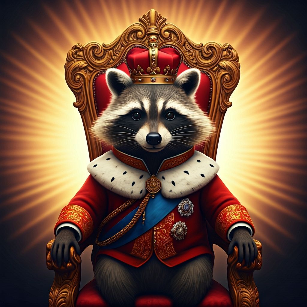 Raccoon King on Throne in 3D Digital Art