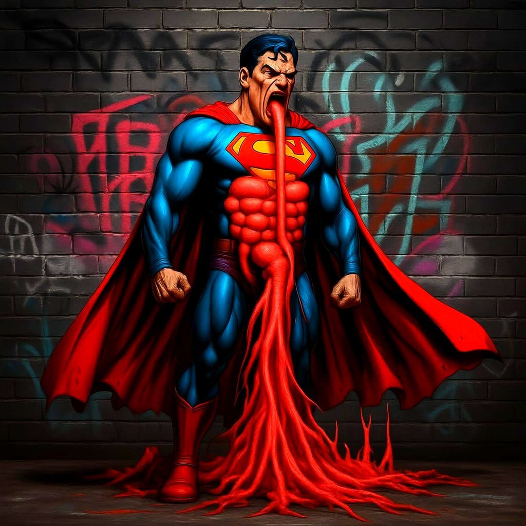 Superman Standing Casually with Hands in Pockets
