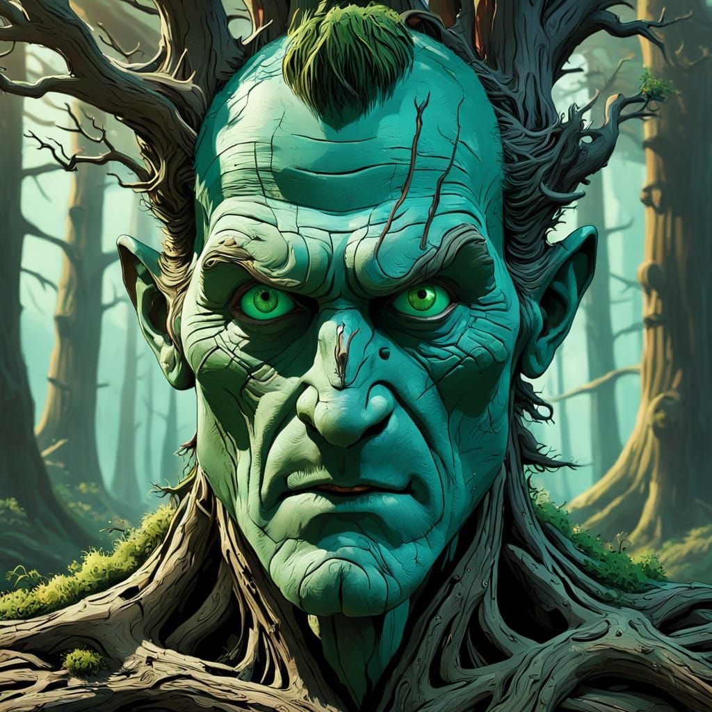 Ancient Ent in Vivid, Hyperrealistic Hypercolor