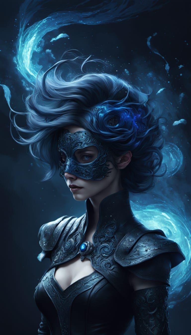 Eerie Digital Painting of Woman in Leather Dress