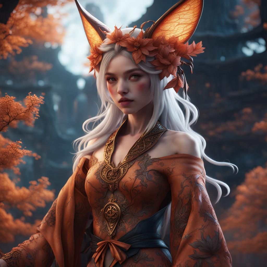 Detailed Kitsune Fairy Fantasy Concept Art