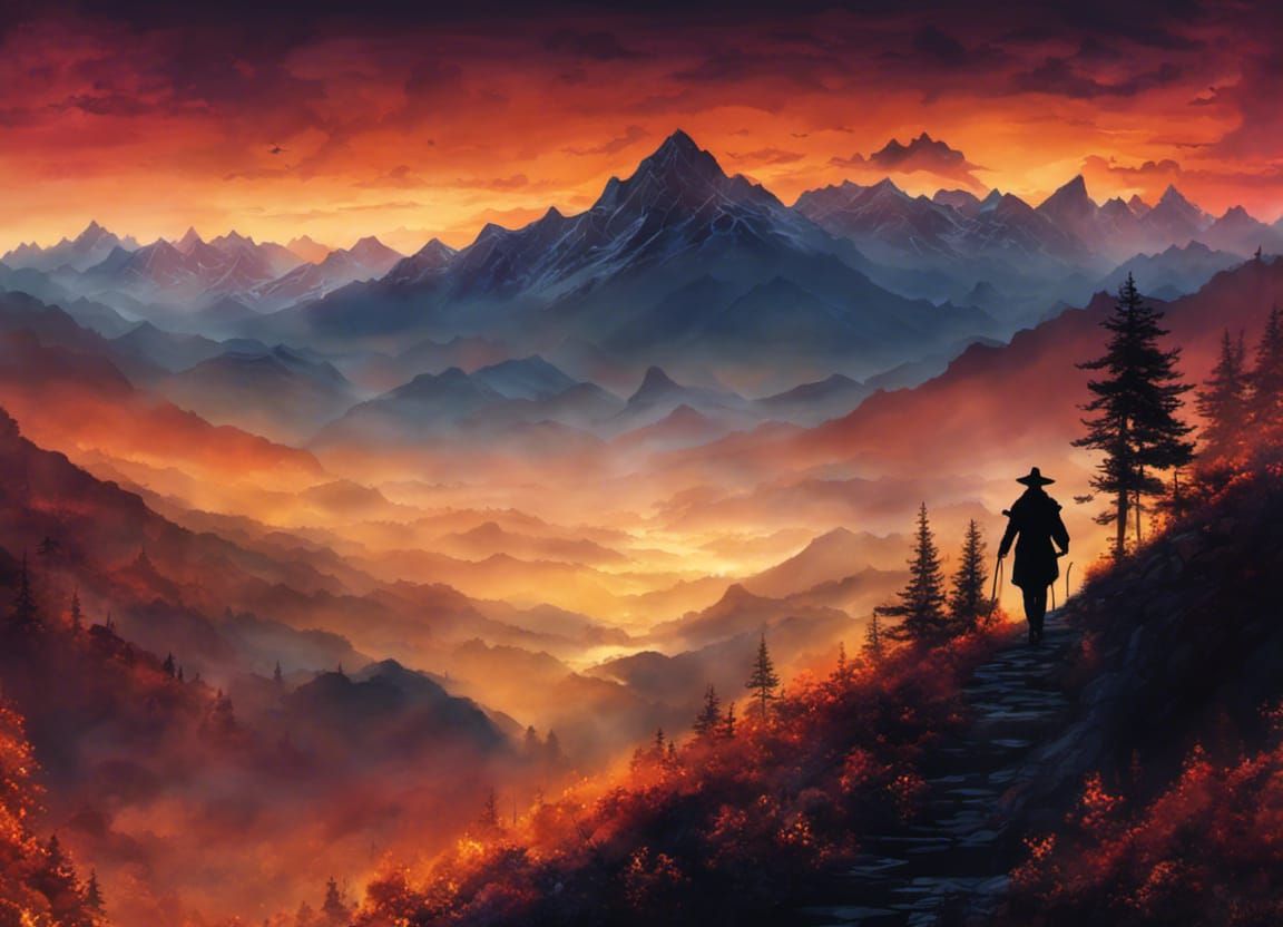 Epic Misty Mountains at Sunrise: Fantasy Landscape