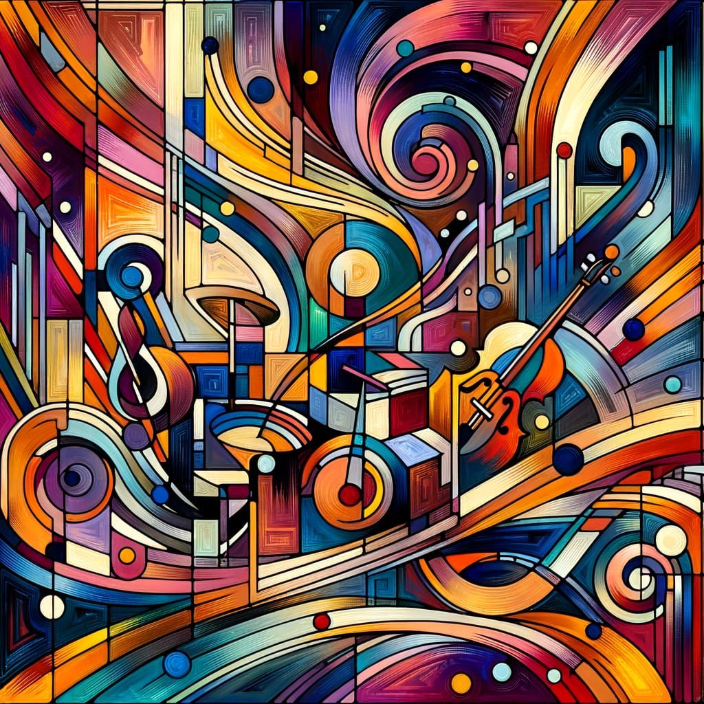 Vibrant Cubist Abstraction in Motion