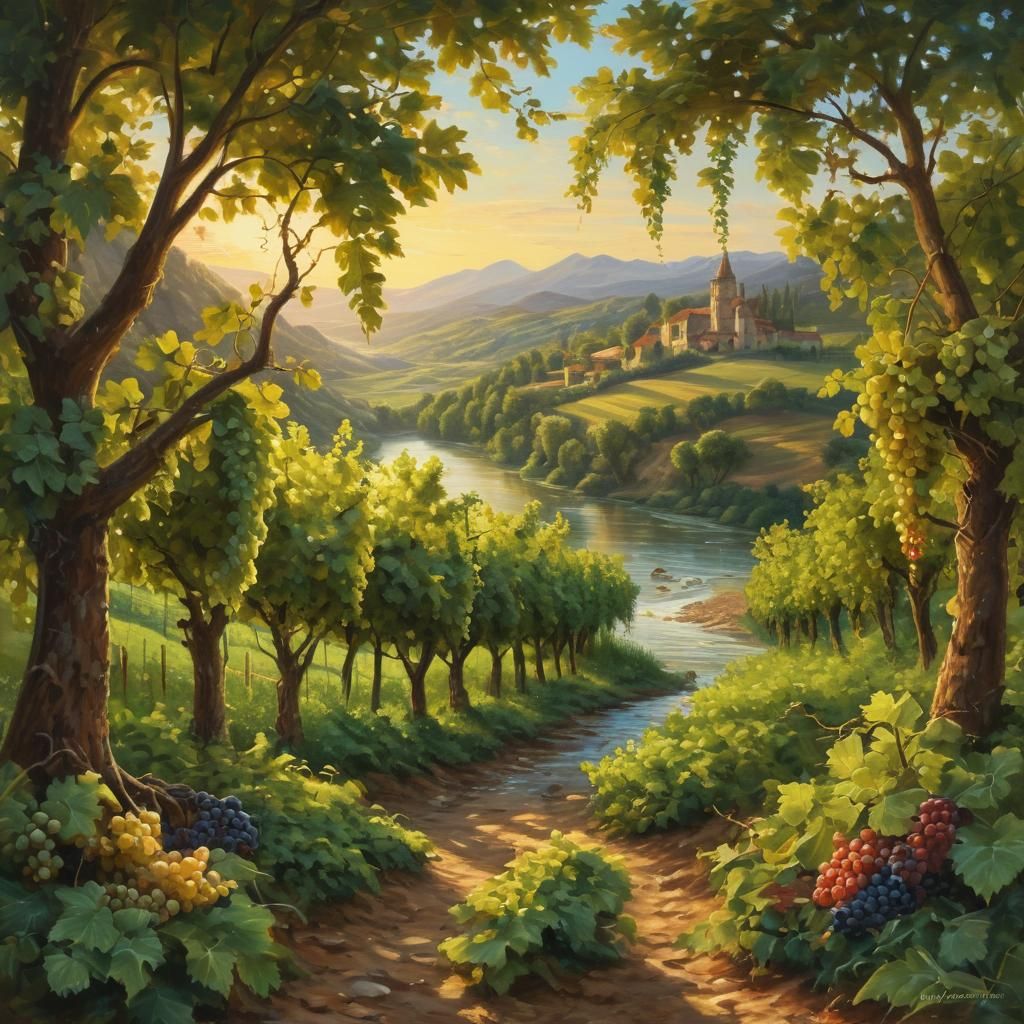 Wine River Paradise: A Claude Lorraine Inspired Painting