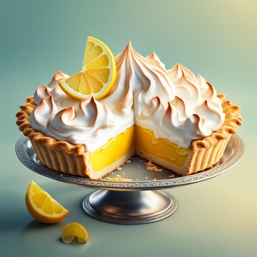 Mouthwatering Hyperrealistic Lemon Meringue Pie