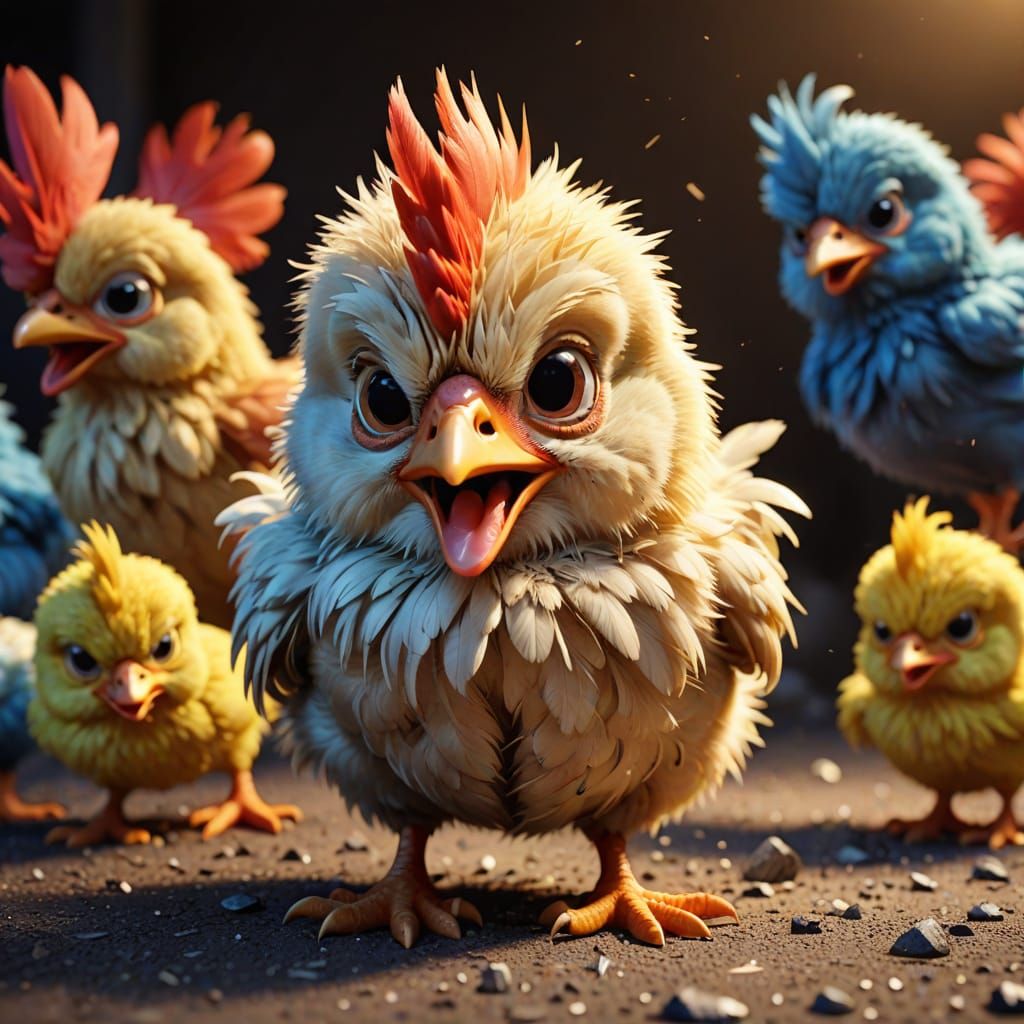 Angry Baby Chicken Cartoon Illustration