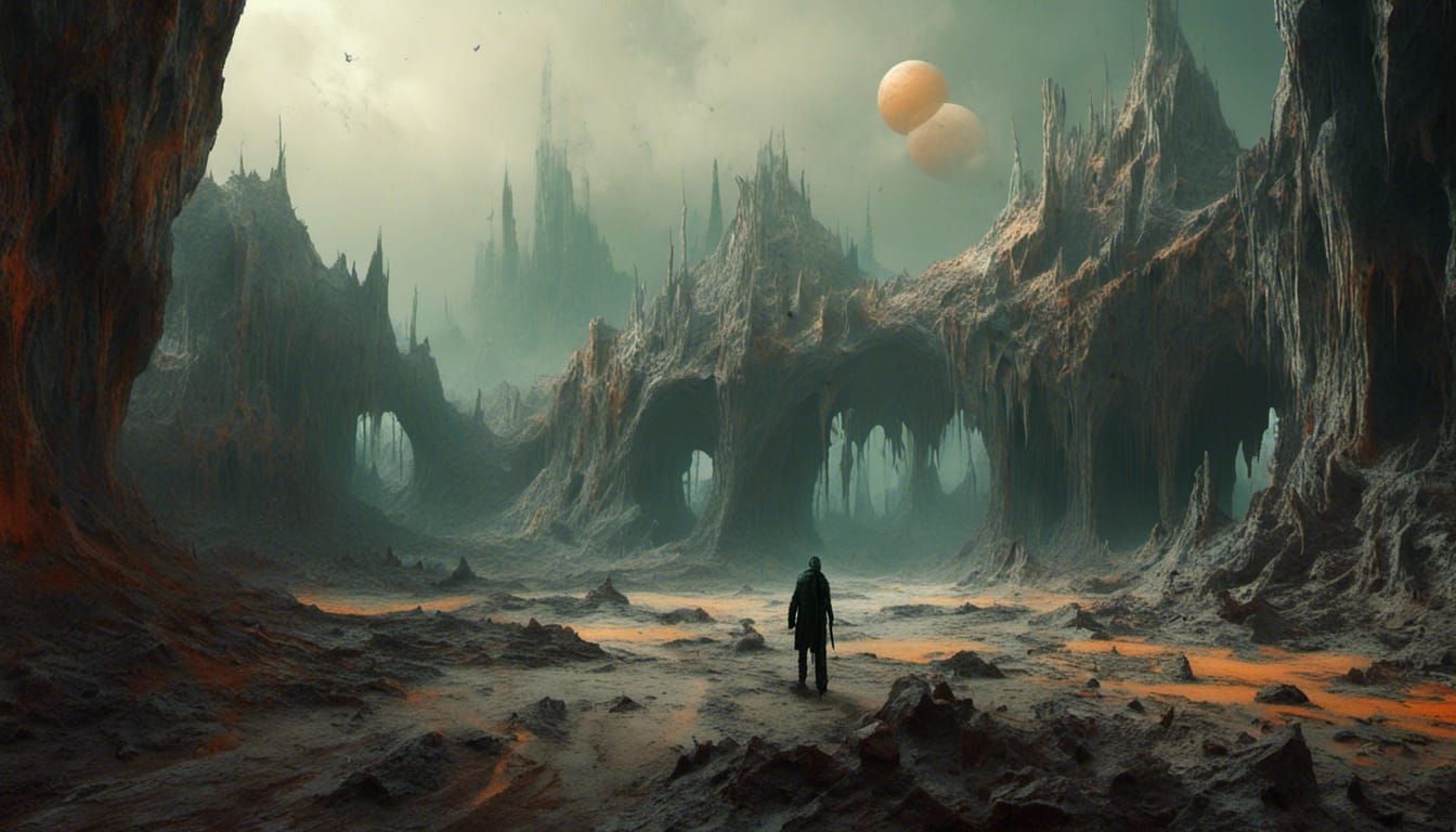 Alien Hotel in Badlands: Macabre Exoplanet Landscape