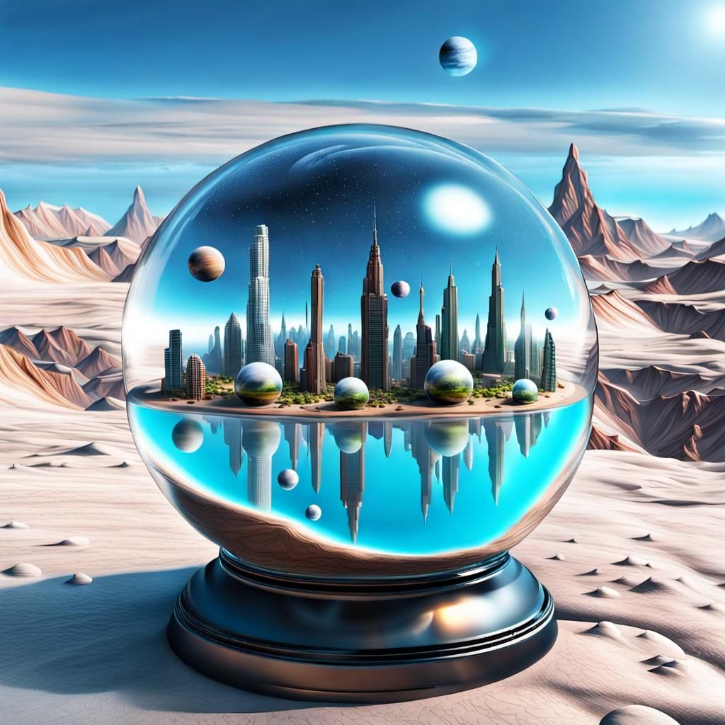 Futuristic Alien City in Glass Ball
