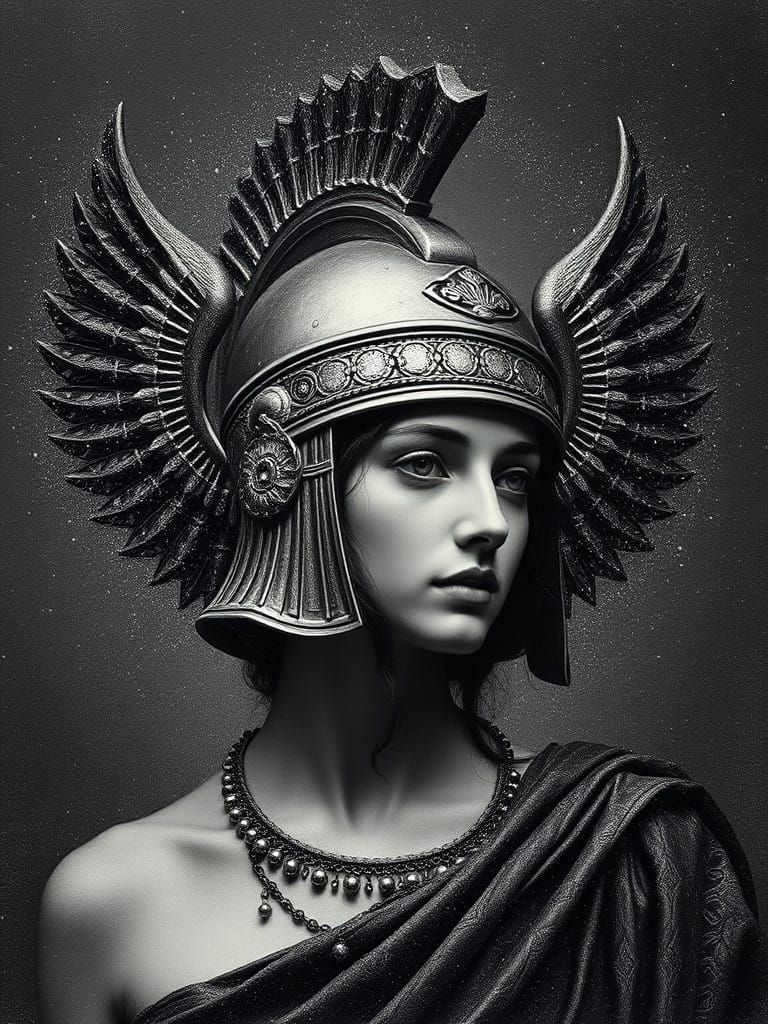 Portrait ATHENA Deity, HELMET Winged, OLYMPUS, Sparkling, Fi...
